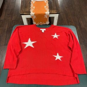BNWOT plus size red sweater with stars size 4X